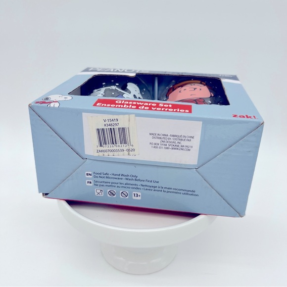 Peanuts Snoopy Linus Charlie Brown Set Of 2 Glassware Cup NIB - Picture 12 of 12